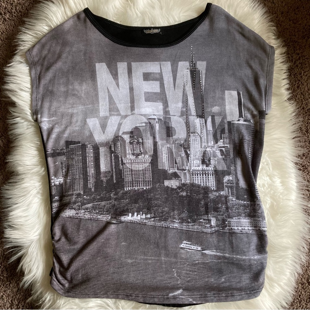 Vanilla Sugar New York Skyline Top Size L Gray Black